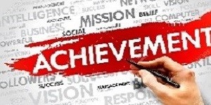 Achievement word cloud, business concept